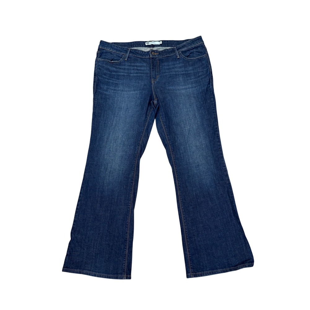 Levis 590 Bootcut Jeans Womens 16W Dark Wash‎ Blue Denim Flap Pocket Mid Rise